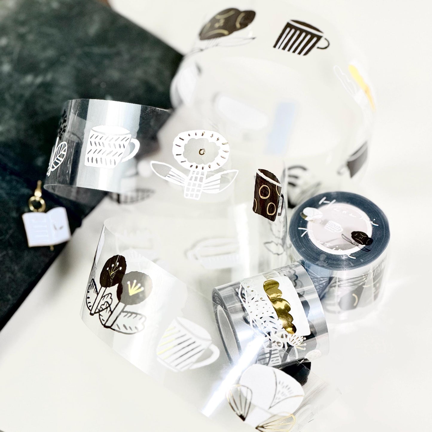 Flower Tea Time - PET masking tape by Avocado Mori (Nordic, Rare, Minimalist, Monochrome)