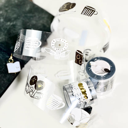 Flower Tea Time - PET masking tape by Avocado Mori (Nordic, Rare, Minimalist, Monochrome)