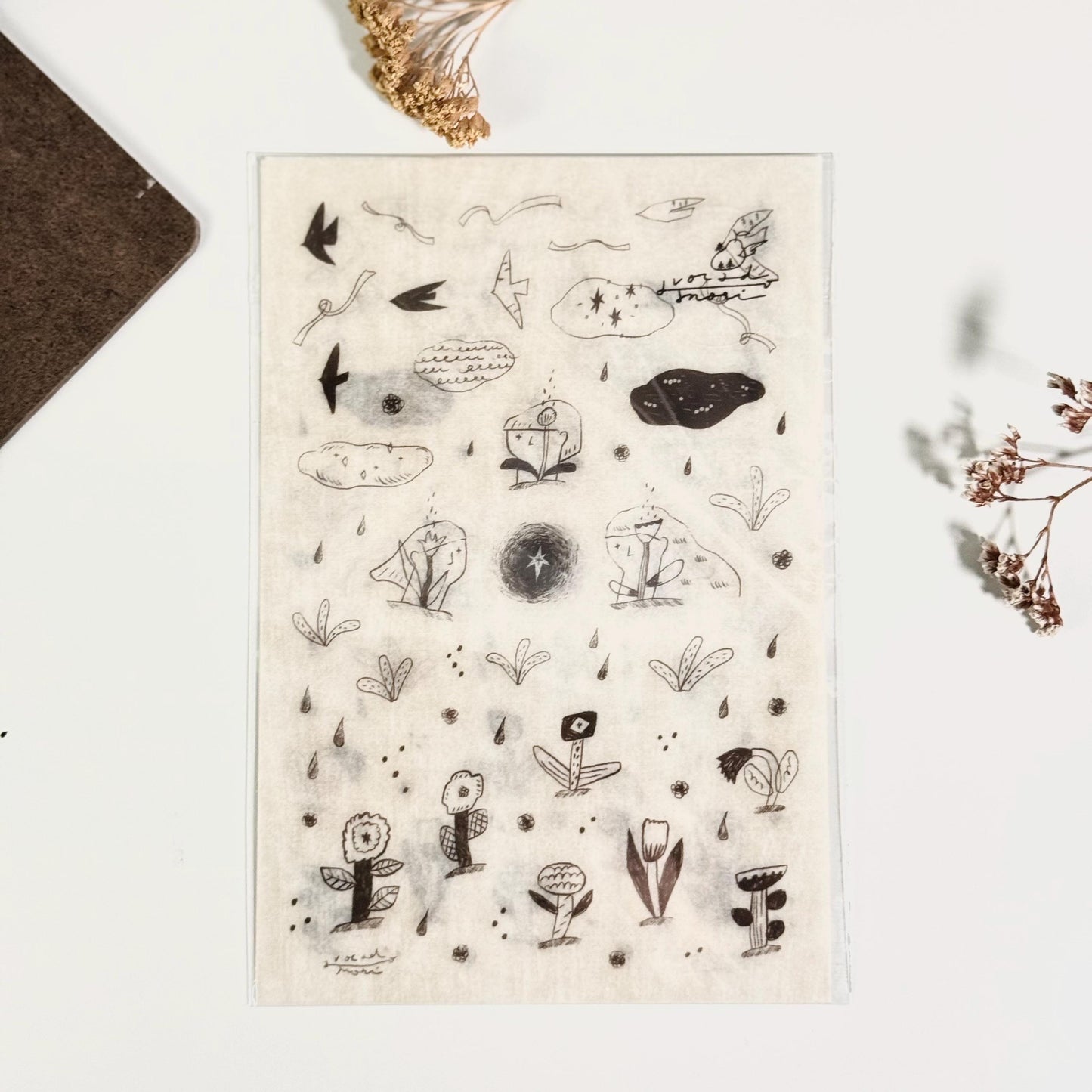 Overcast Diary Transfer Sticker by Avocado Mori (Rub-on)