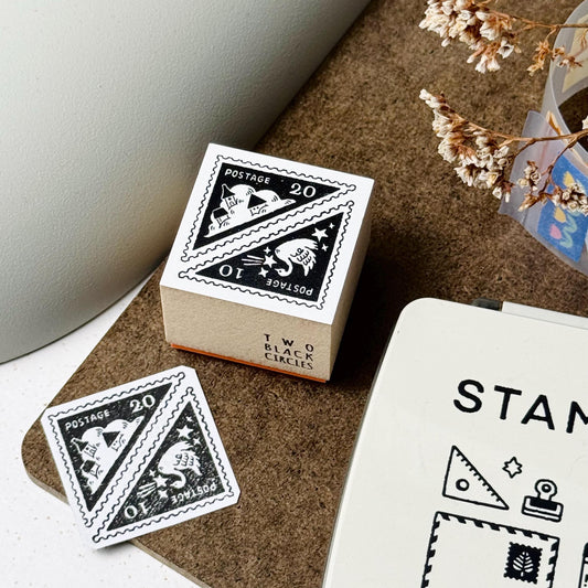 Nordic Collage - Swan and Cloud Wooden Stamp by Two Black Circles (Rare)