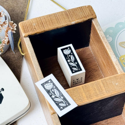 Nordic Collage - 'Star & Flower' Wooden Stamp by Two Black Circles (Rare)