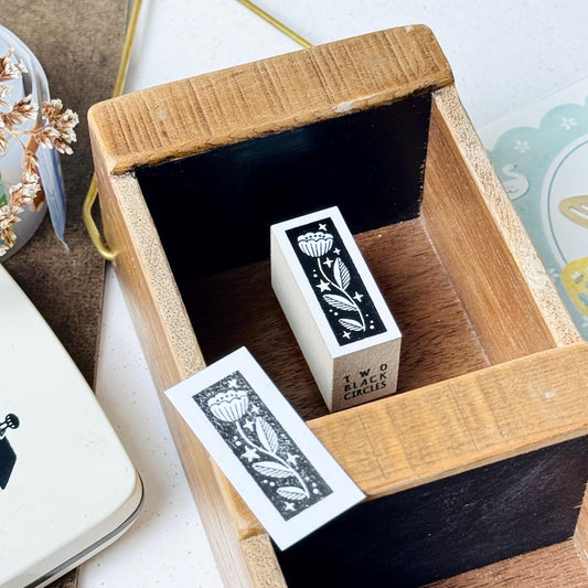 Nordic Collage - 'Star & Flower' Wooden Stamp by Two Black Circles (Rare)