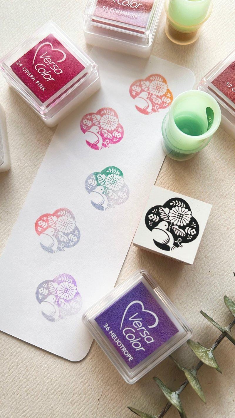 Nordic Collage - 'Bird in Circle' Wooden Stamp by Two Black Circles (Rare)