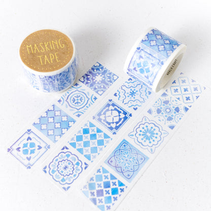 Blue Pottery Tiles Washi Masking Tape (Vintage, Retro, Turkish tiles, Portugal tiles)