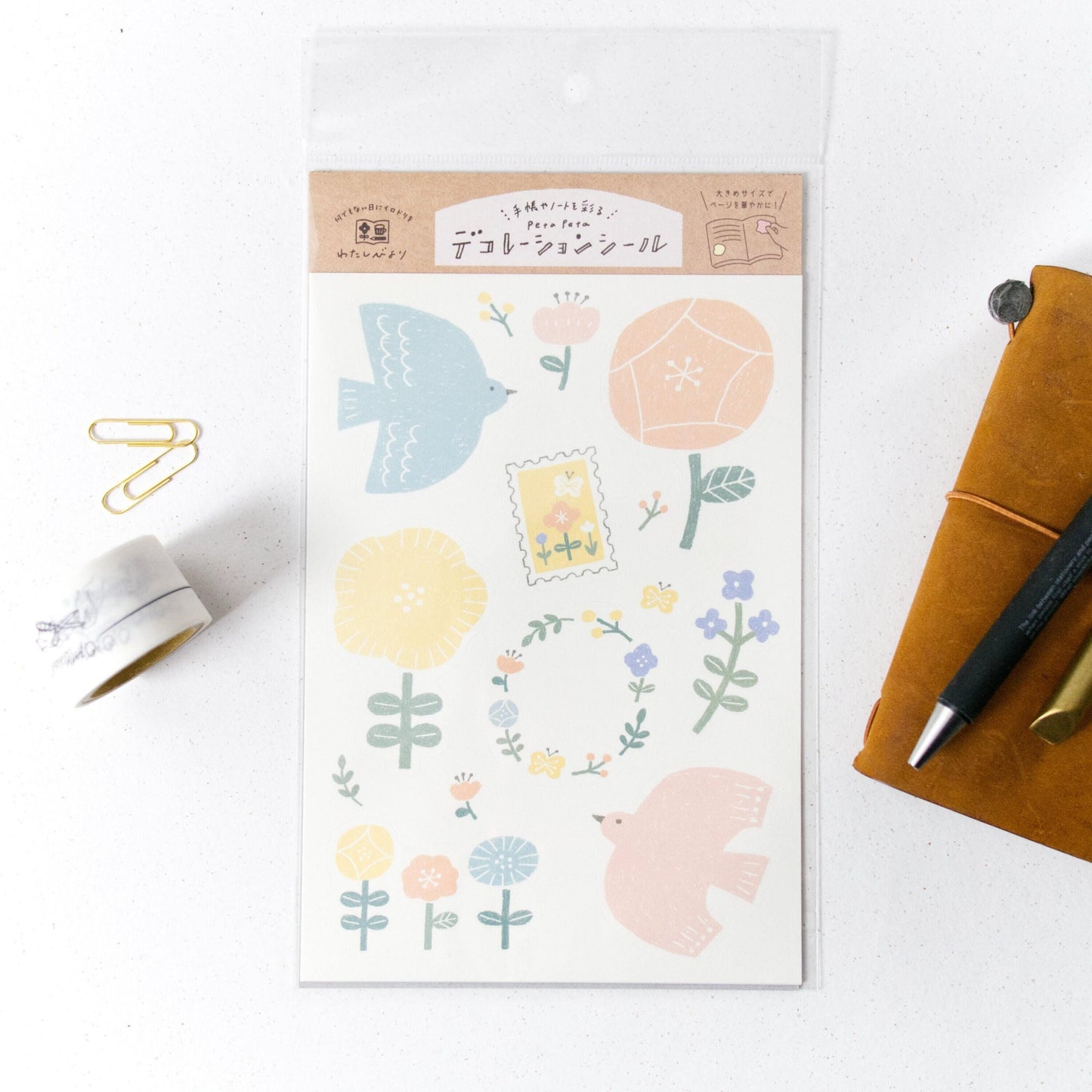 Big Deco Sticker - Nordic Birds and Flower by Furukawashiko