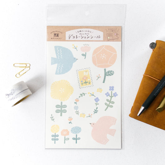 Big Deco Sticker - Nordic Birds and Flower by Furukawashiko