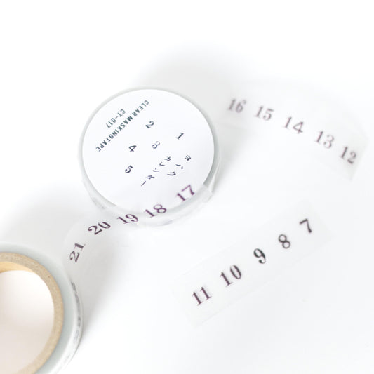 Yohaku Clear Masking Tape CT-017 Calendar (Rare, Postal, Japan, Modern elegant)