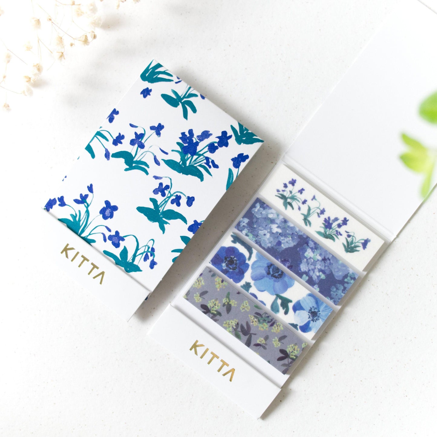KITTA Pre-cut Washi Masking Tape - Blue Vintage Flowers