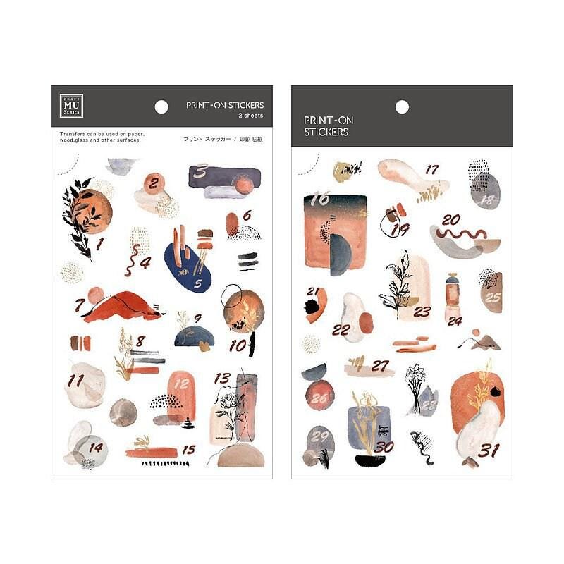 MU Print-On Transfer Sticker - 166 Strokes & Shapes Calendar (Rub-on | Modern | Abstract)