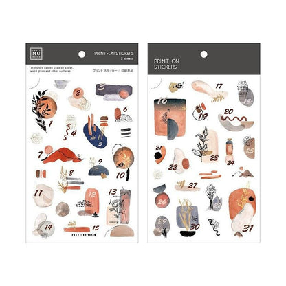 MU Print-On Transfer Sticker - 166 Strokes & Shapes Calendar (Rub-on | Modern | Abstract)