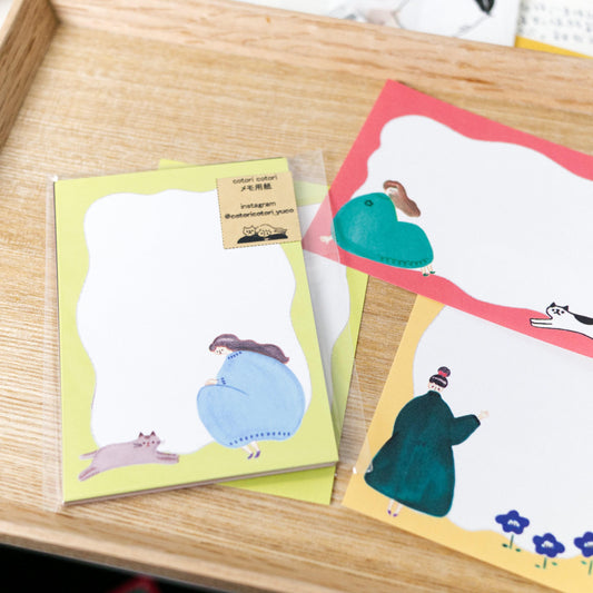 Floral girls (B) Memo set by Cotori Cotori - 35 sheets, 7 designs (Rare, cute, xmas)