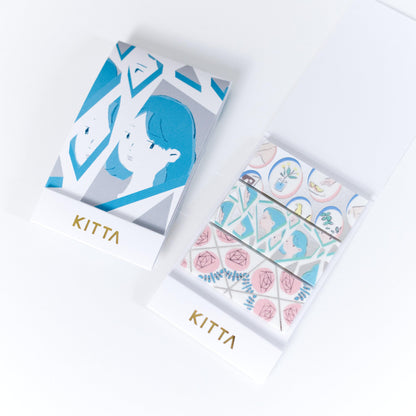 KITTA Wide Pre-cut Silver Foil Masking Tape - Flower, Myself & Mirror