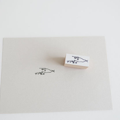 Wooden Stamp 'Wild Flower' by Yohaku S-025 (Rare, Postal, Japan, Modern elegant)