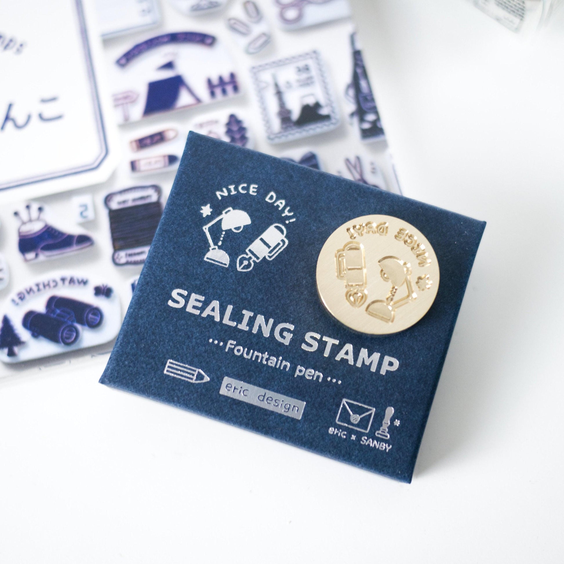 Eric Small Things Wax Seal Stamp - 'Nice Day!' Fountain Pen & Lamp