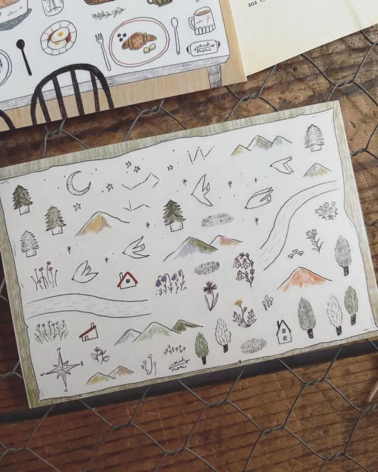 Mountain Map Transfer Sticker - Limited Edition by Avocado Mori (Rub-on)