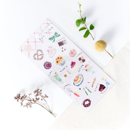 Washi Sticker - ‘Tea Time' by Miki Tamura (Cafe, pancake, bread)