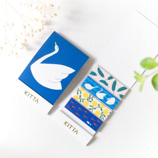 KITTA Pre-cut Washi Masking Tape - Scenery of Swan, Fruit, Leaf & Fish