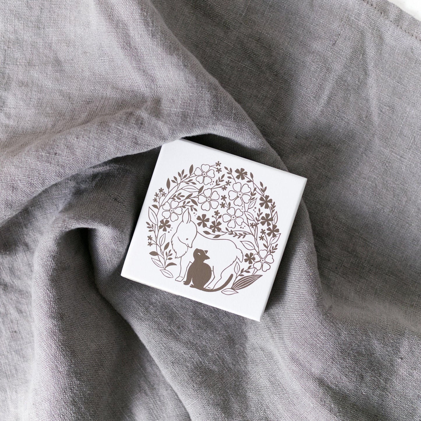 Wooden Stamp - Fox and Cat in the woods by Taguchi Natsuko x Kodomo no Kao