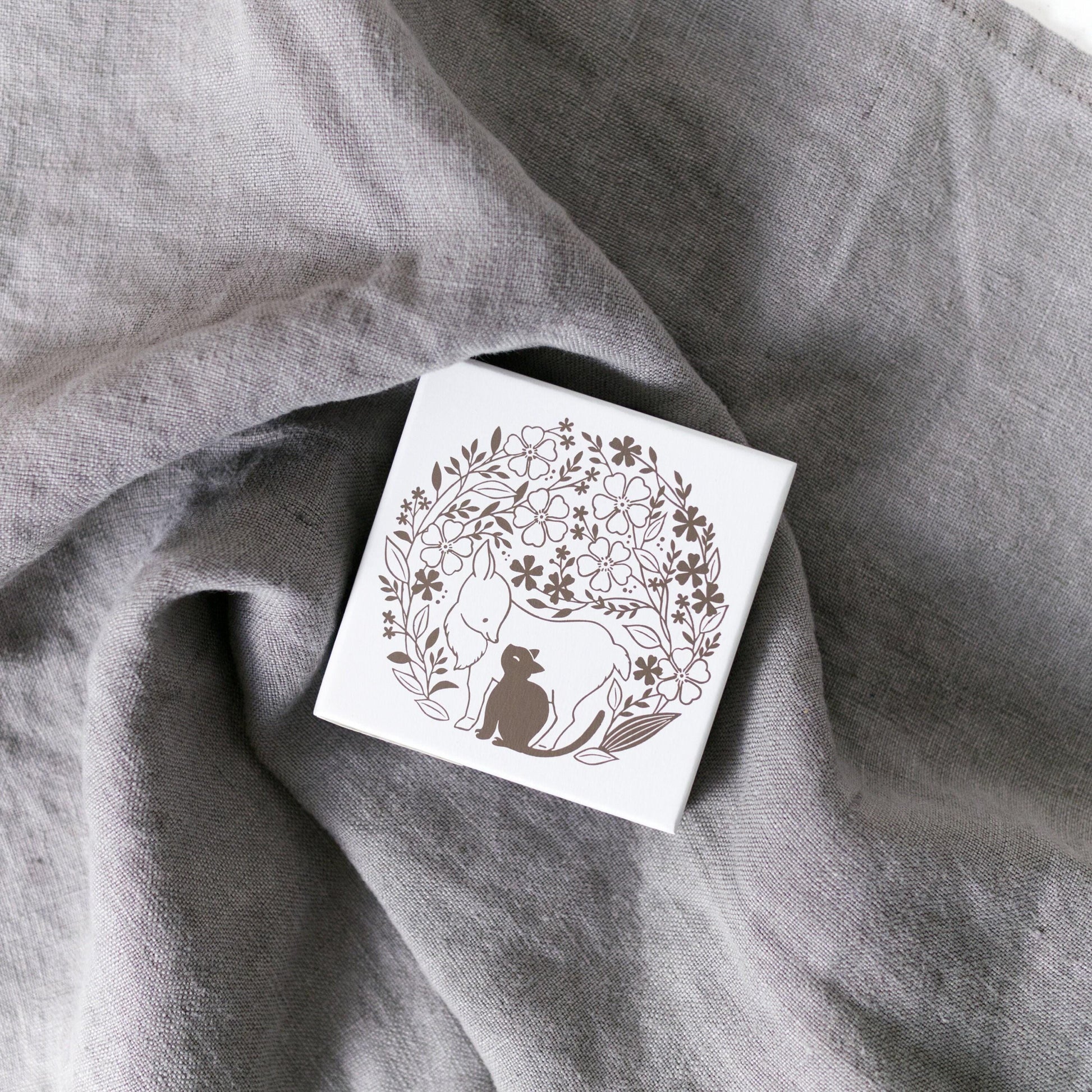 Wooden Stamp - Fox and Cat in the woods by Taguchi Natsuko x Kodomo no Kao