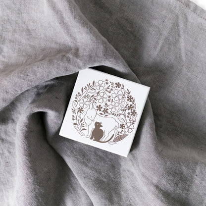 Wooden Stamp - Fox and Cat in the woods by Taguchi Natsuko x Kodomo no Kao