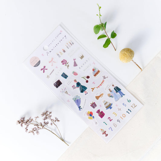 Silver Foil Washi Sticker - 'Anniversary' by Miki Tamura