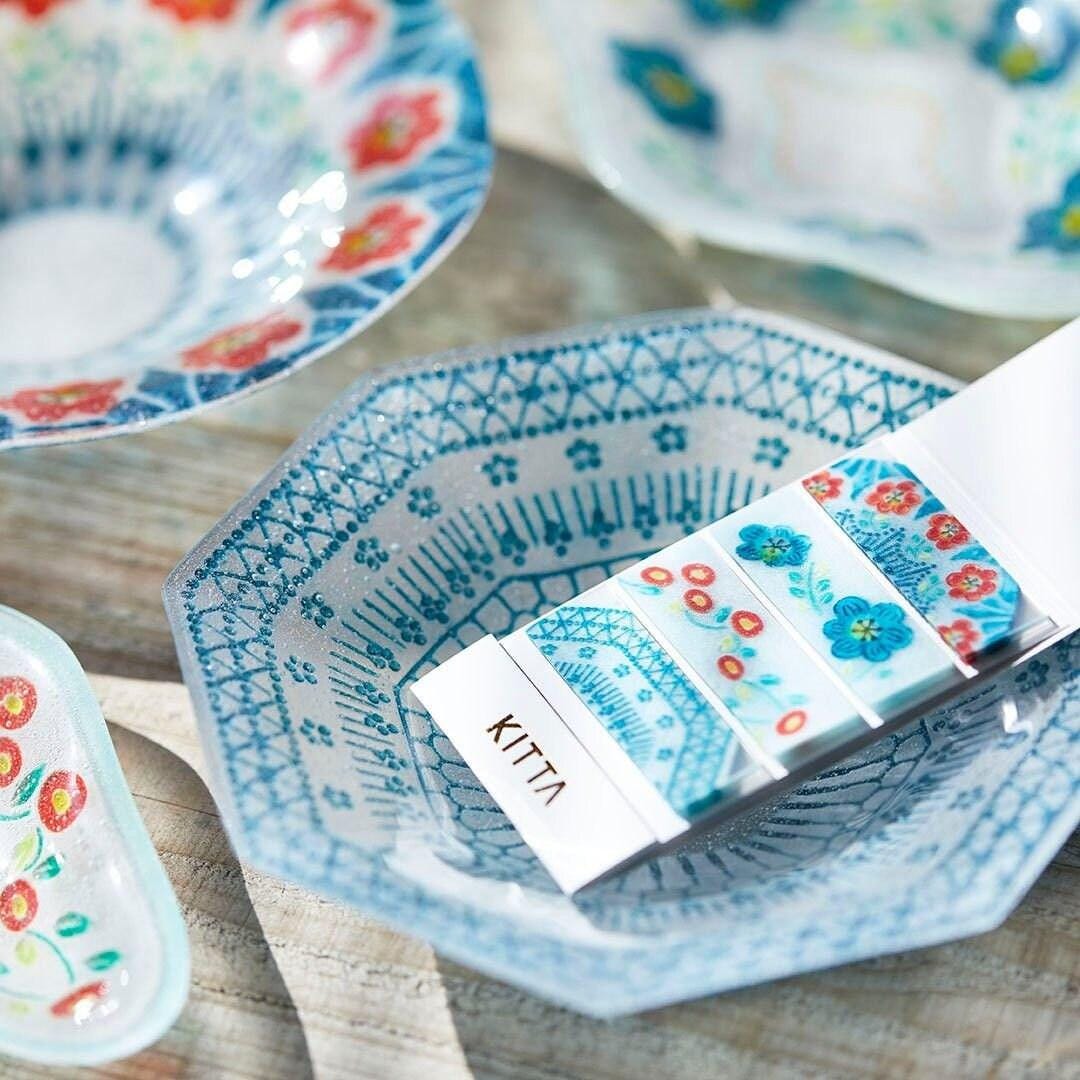 KITTA Clear Pre-cut Washi Masking Tape - Flower & Pattern on Glass