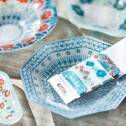 KITTA Clear Pre-cut Washi Masking Tape - Flower & Pattern on Glass