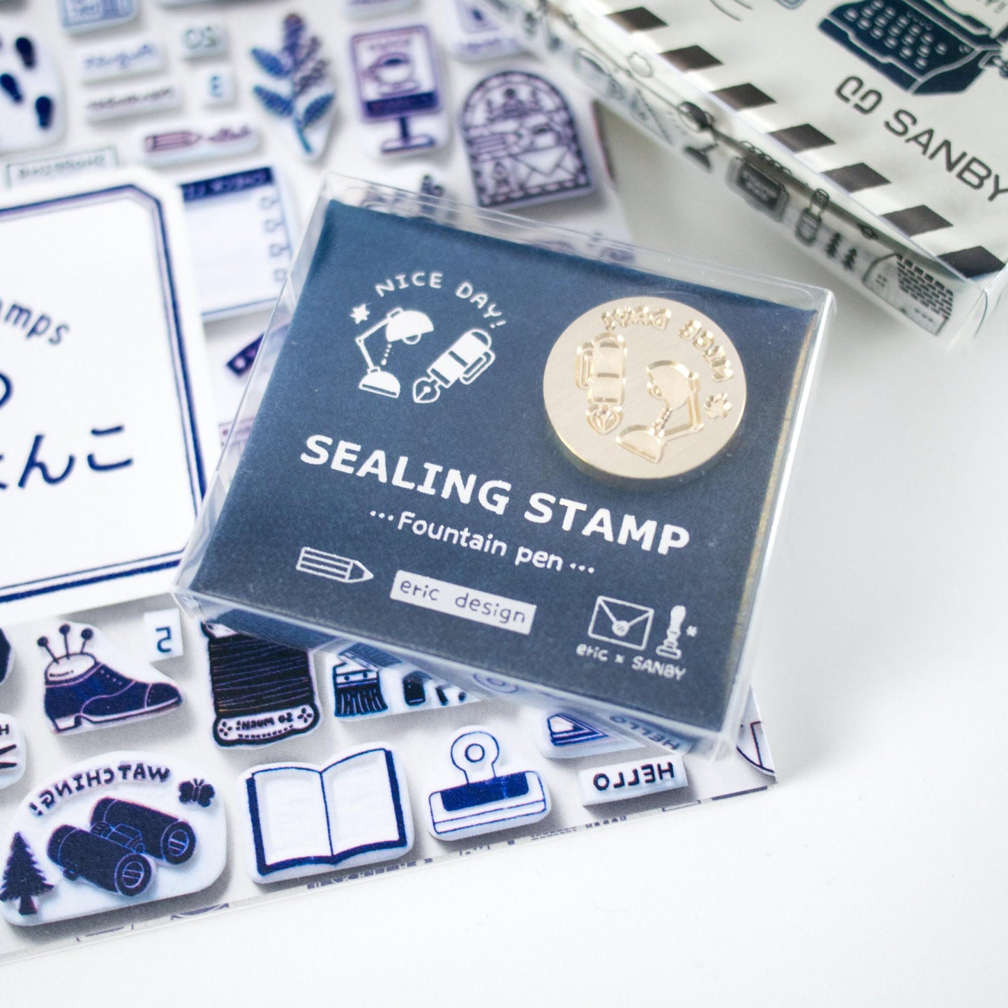 Eric Small Things Wax Seal Stamp - 'Nice Day!' Fountain Pen & Lamp