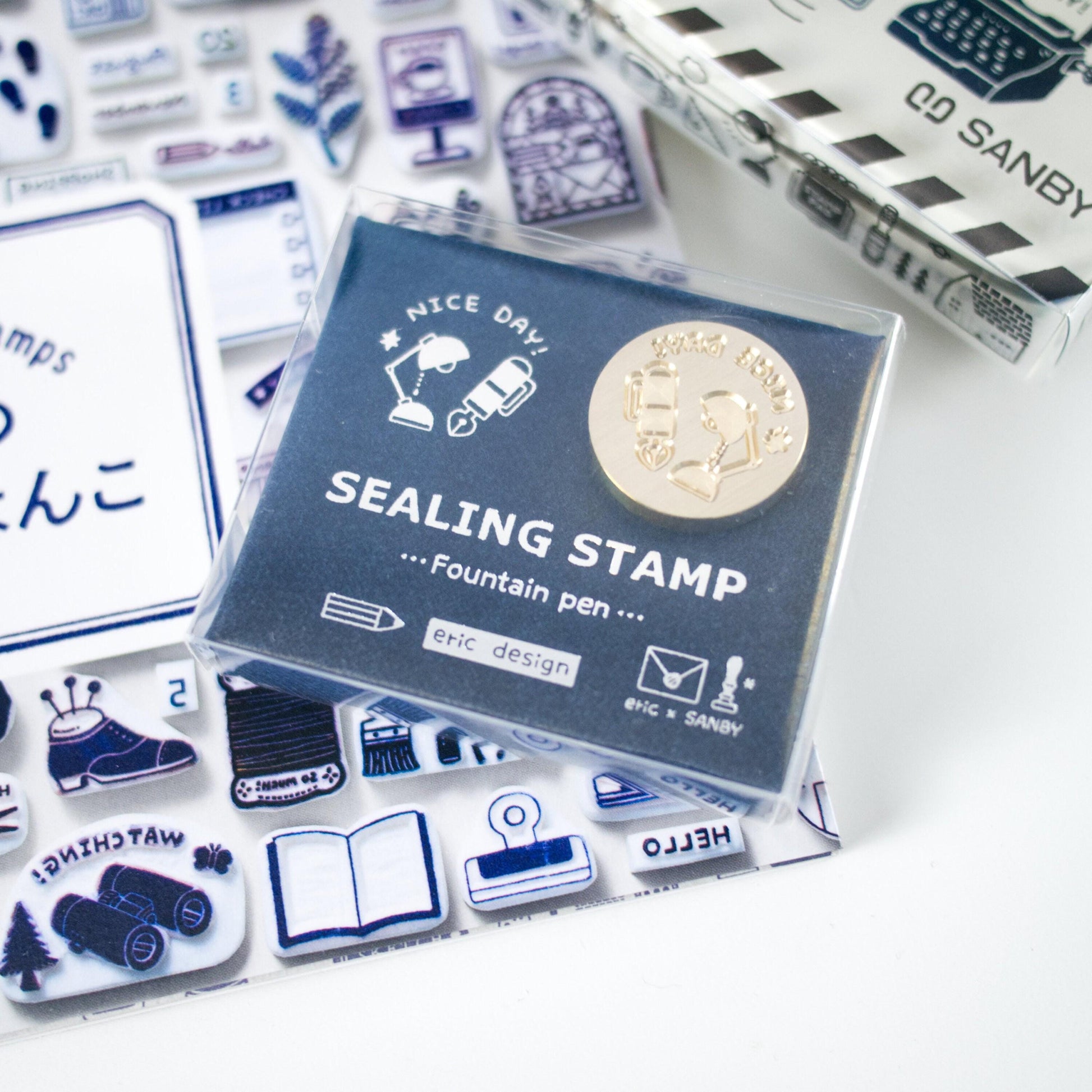 Eric Small Things Wax Seal Stamp - 'Nice Day!' Fountain Pen & Lamp