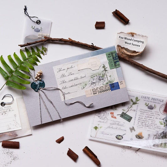 MU Print-On Transfer Sticker - 189 A postcard letter (Rub-on | Elegant | Floral | Art)