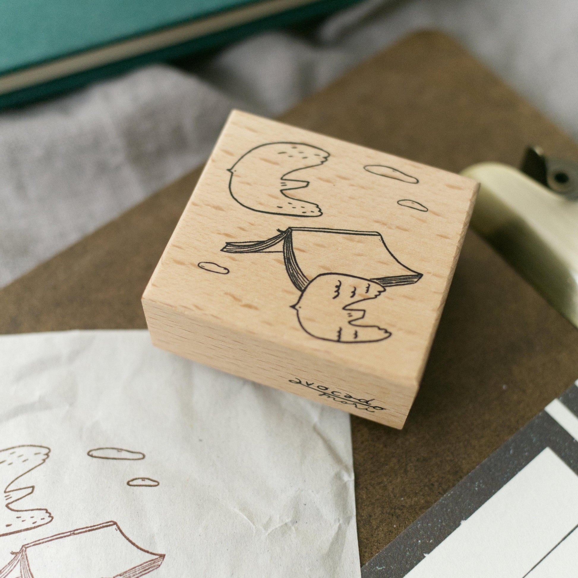 Journey of Diary - 'Flying Journal' Wooden Stamp by Avocado Mori