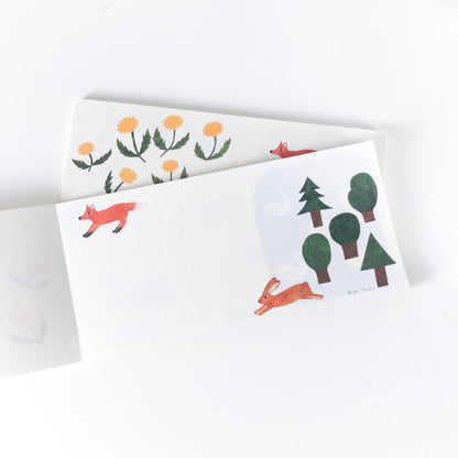 Animals in Forest washi memo pad by Nishi Shuku | 20 sheets (Hyogensha, Cozyca products)