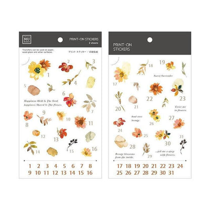 MU Print-On Transfer Sticker - 167 Summer Flower Calendar (Rub-on | Plant | Botanical)