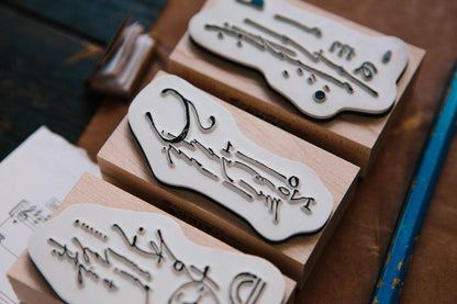 OURS Studio - Abstract Calligraphy Stamp Set of 3 (Vintage look, Christmas gift)