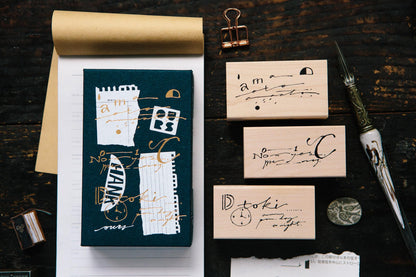 OURS Studio - Abstract Calligraphy Stamp Set of 3 (Vintage look, Christmas gift)