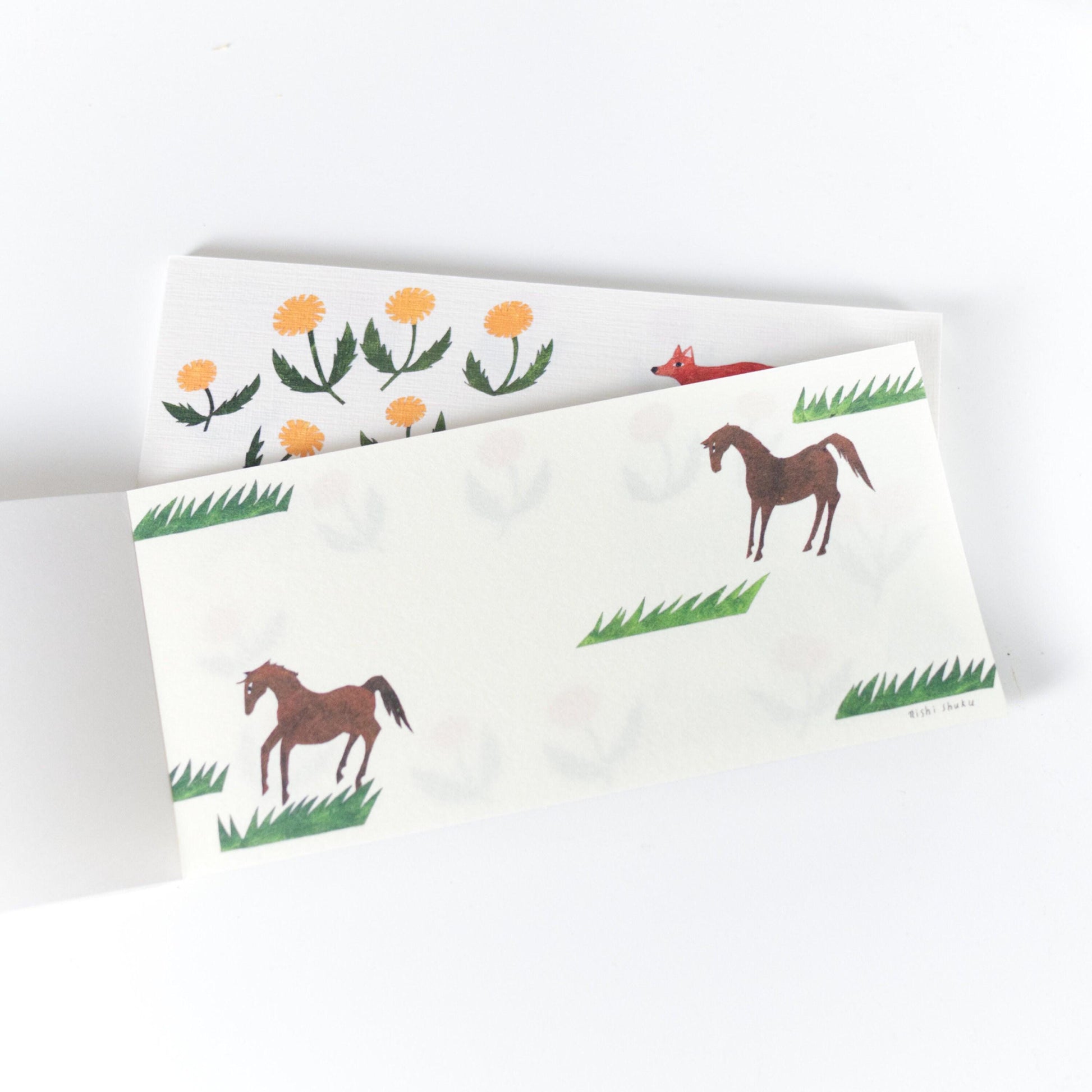 Animals in Forest washi memo pad by Nishi Shuku | 20 sheets (Hyogensha, Cozyca products)