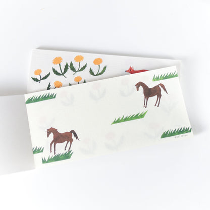 Animals in Forest washi memo pad by Nishi Shuku | 20 sheets (Hyogensha, Cozyca products)