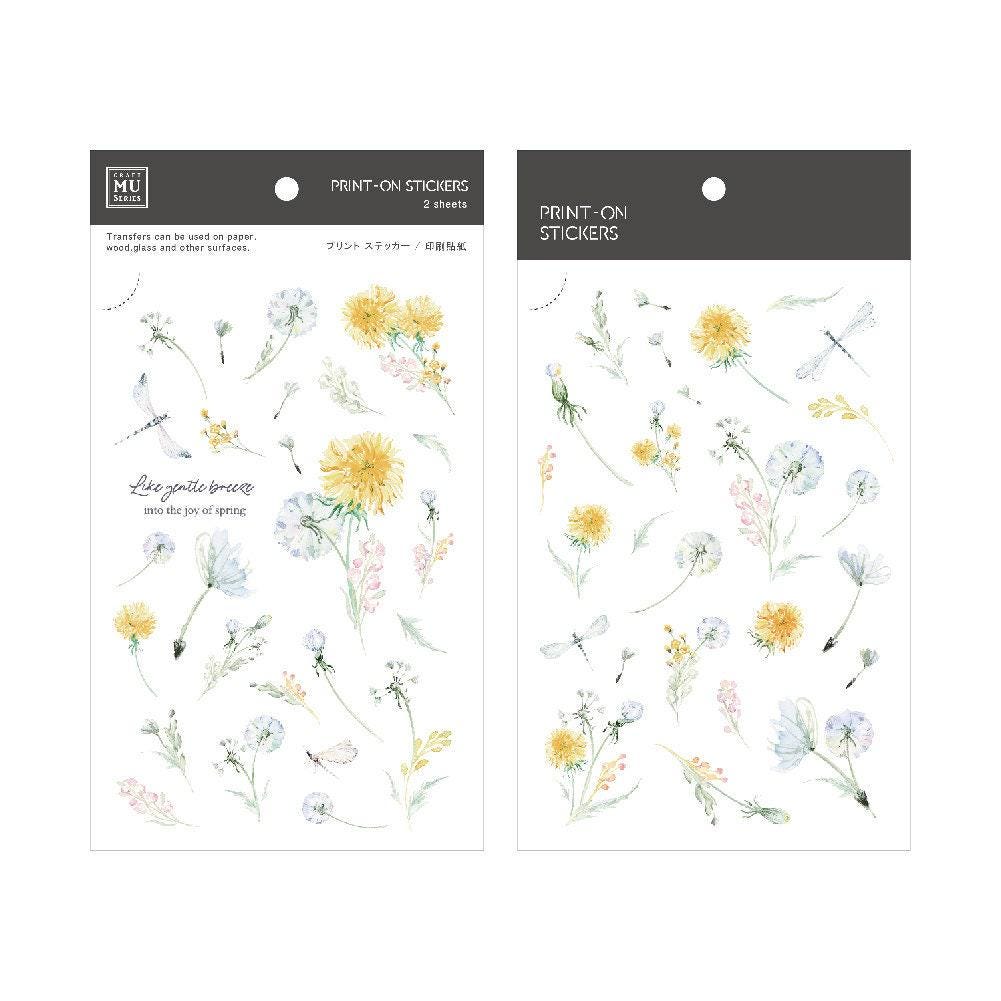 MU Print-On Transfer Sticker - 186 Dandelion & Chrysanthemum duet (Rub-on | Elegant | Floral | Art)