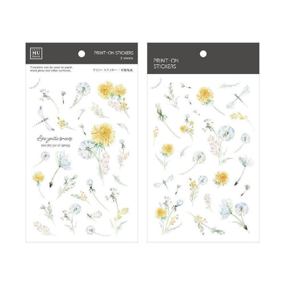 MU Print-On Transfer Sticker - 186 Dandelion & Chrysanthemum duet (Rub-on | Elegant | Floral | Art)