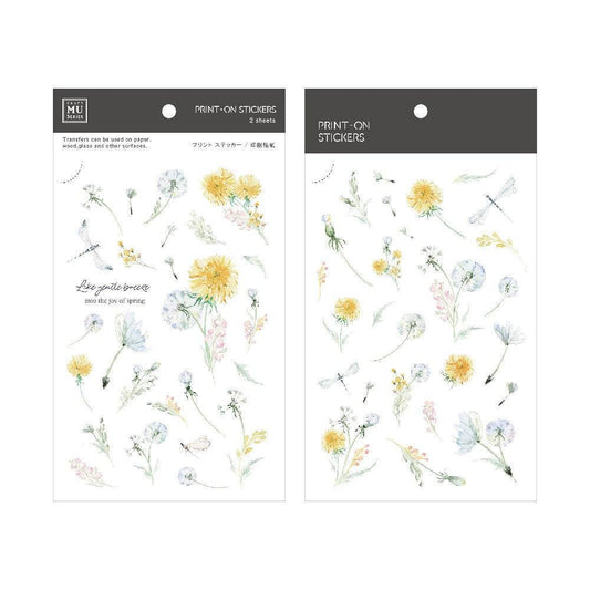 MU Print-On Transfer Sticker - 186 Dandelion & Chrysanthemum duet (Rub-on | Elegant | Floral | Art)