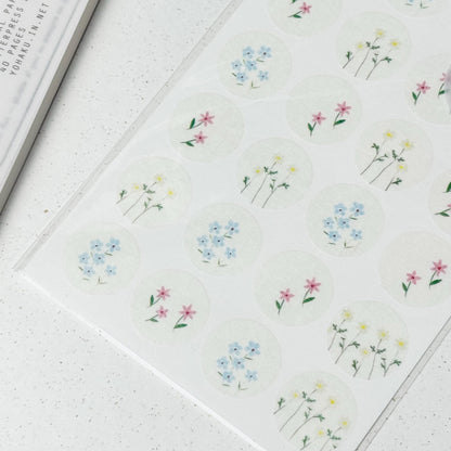 Circle Washi Sticker 'Humming' M-079 by Yohaku (Rare, Postal, Modern elegant)