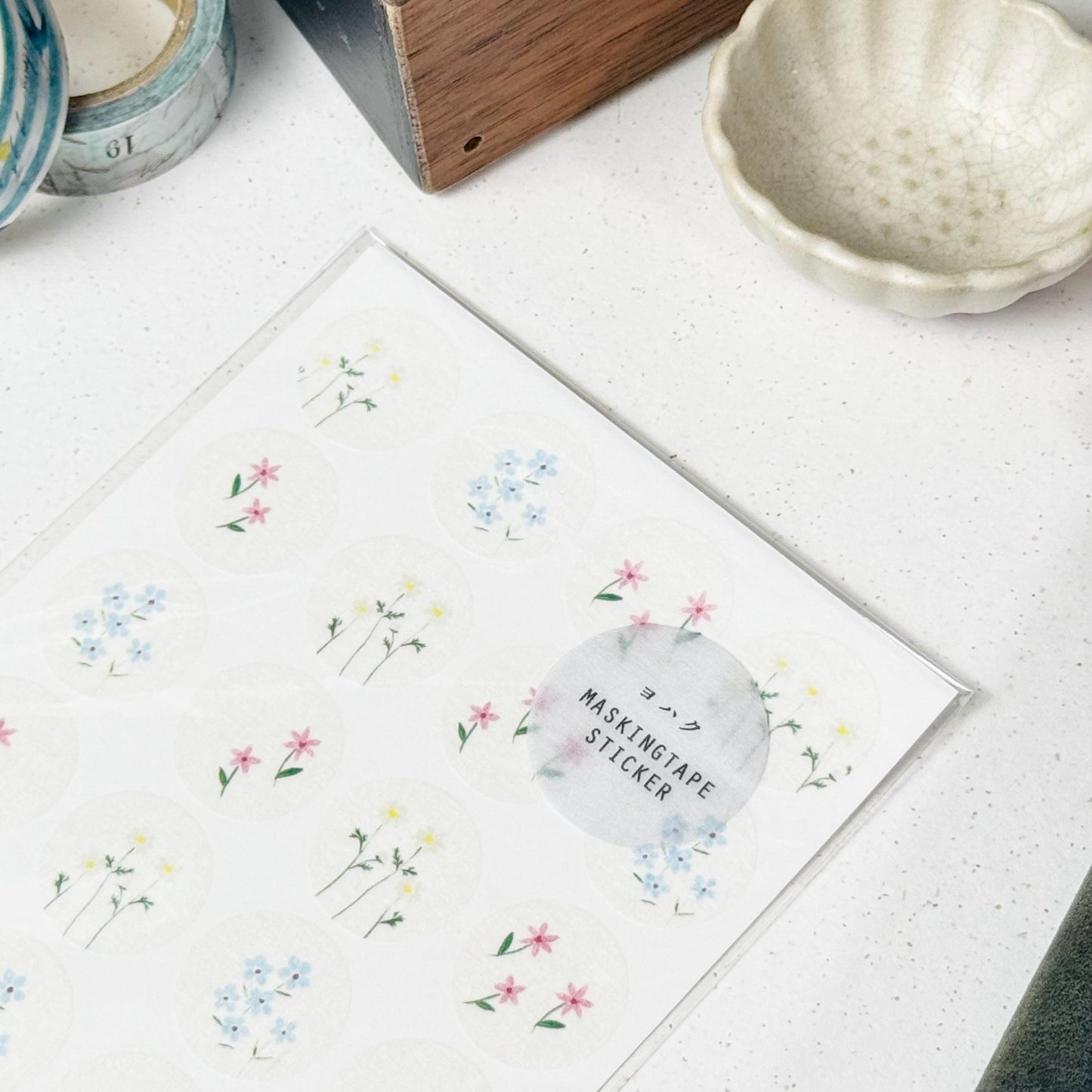 Circle Washi Sticker 'Humming' M-079 by Yohaku (Rare, Postal, Modern elegant)