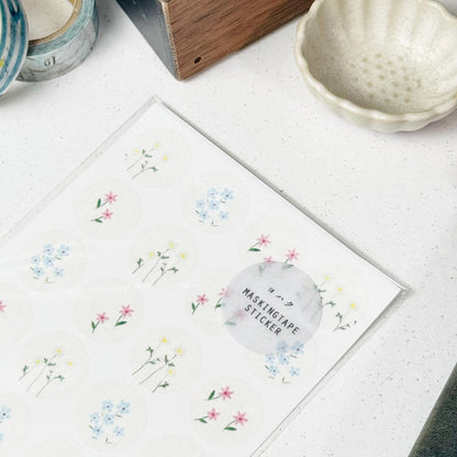 Circle Washi Sticker 'Humming' M-079 by Yohaku (Rare, Postal, Modern elegant)