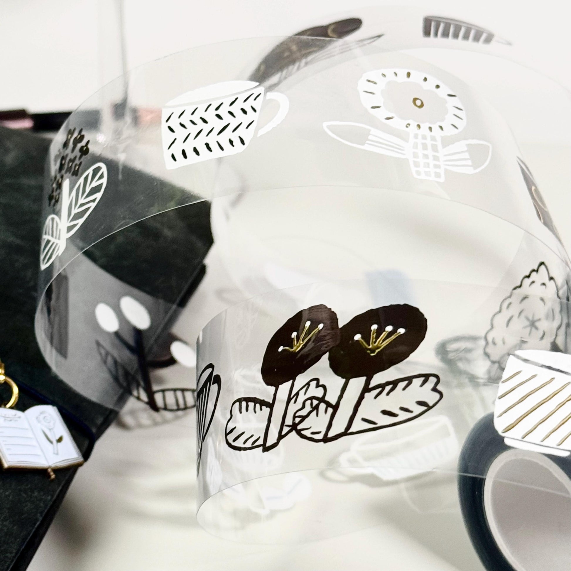 Flower Tea Time - PET masking tape by Avocado Mori (Nordic, Rare, Minimalist, Monochrome)