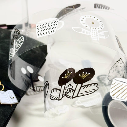 Flower Tea Time - PET masking tape by Avocado Mori (Nordic, Rare, Minimalist, Monochrome)