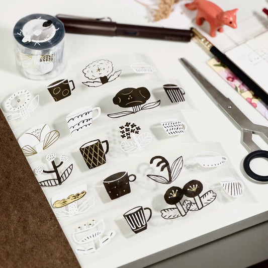 Flower Tea Time - PET masking tape by Avocado Mori (Nordic, Rare, Minimalist, Monochrome)