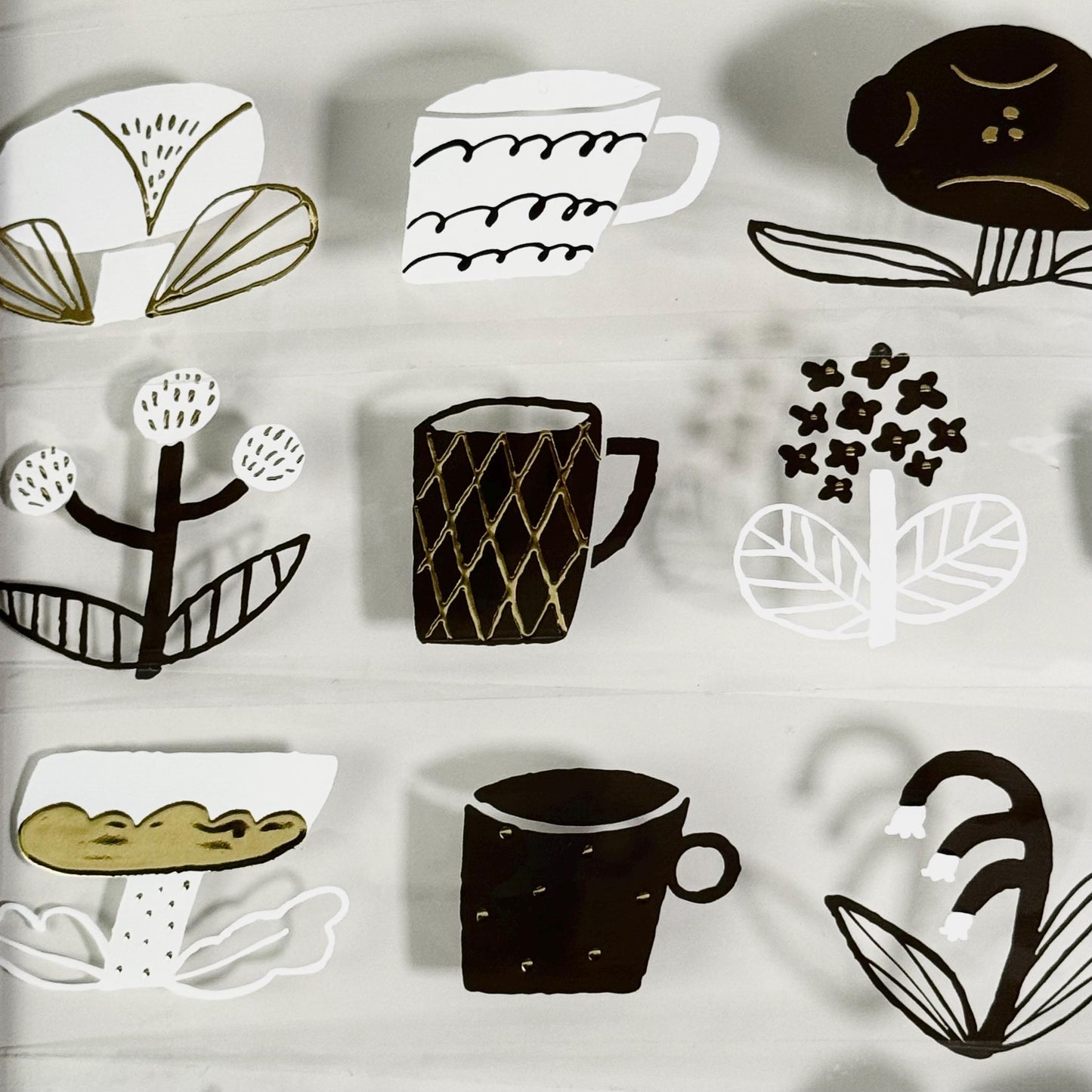 Flower Tea Time - PET masking tape by Avocado Mori (Nordic, Rare, Minimalist, Monochrome)