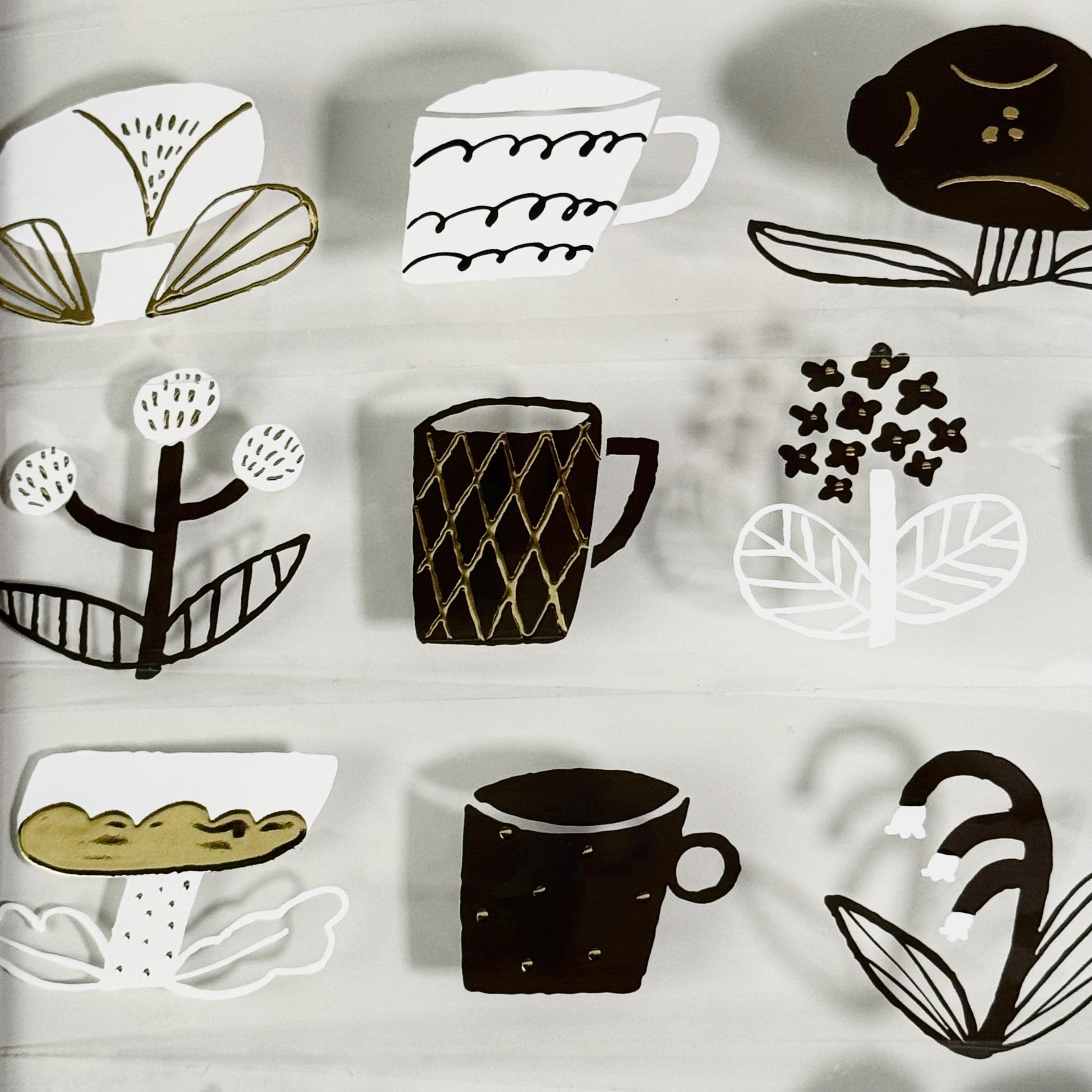 Flower Tea Time - PET masking tape by Avocado Mori (Nordic, Rare, Minimalist, Monochrome)