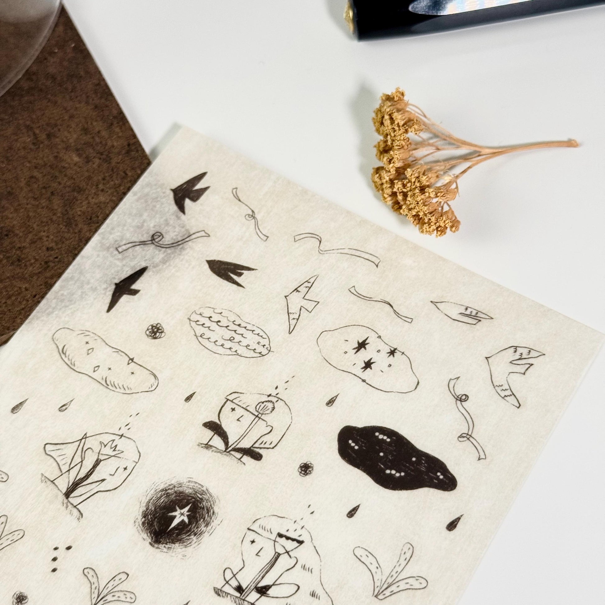 Overcast Diary Transfer Sticker by Avocado Mori (Rub-on)