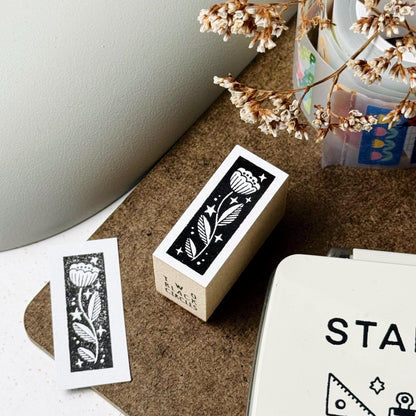 Nordic Collage - 'Star & Flower' Wooden Stamp by Two Black Circles (Rare)